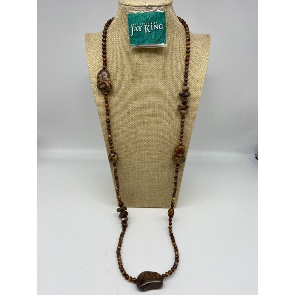 Jay King DTR Mine Finds Necklace Brown Tigers Eye Assor Stones 41" 925 Sterling